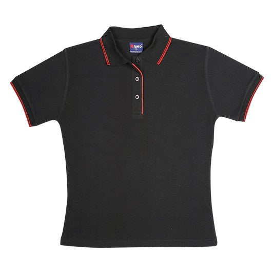 Ladies Double Stripe Trim Collar Polo