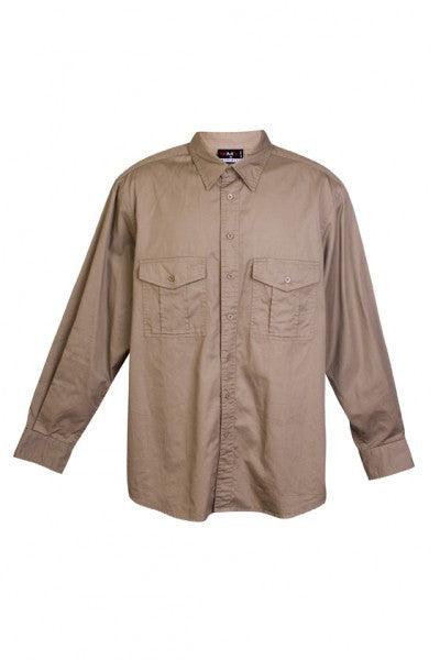 Mens Long Sleeve Cotton Drill Work Shirt