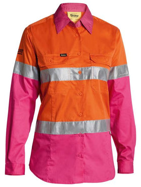 Womens Taped Hi Vis Cool Lightweight Drill Shirt