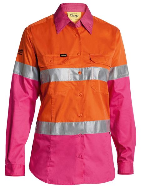 Womens Taped Hi Vis Cool Lightweight Drill Shirt