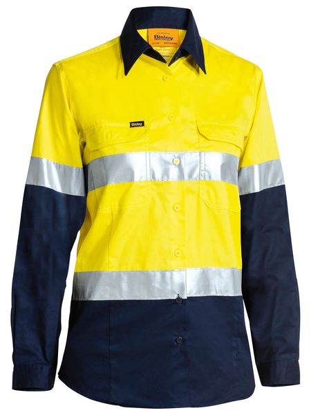 Womens Taped Hi Vis Cool Lightweight Drill Shirt