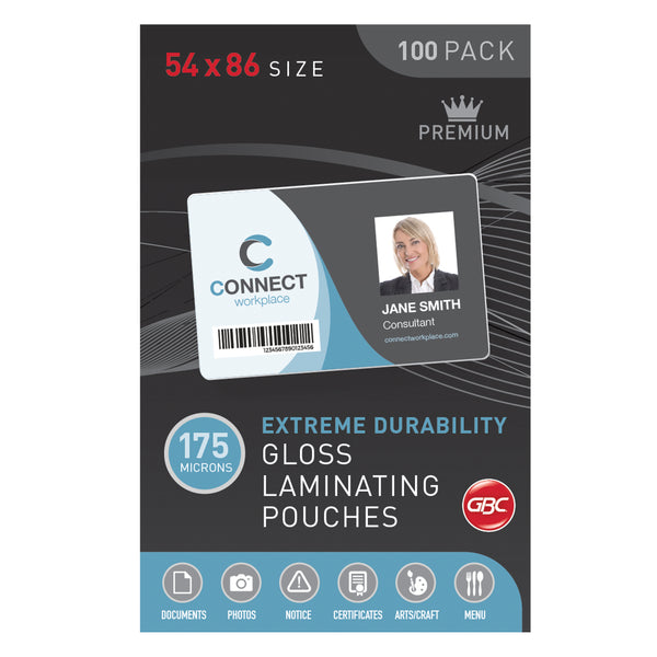 GBC LAMINATING POUCH 54X86MM 175 MICRON PK100