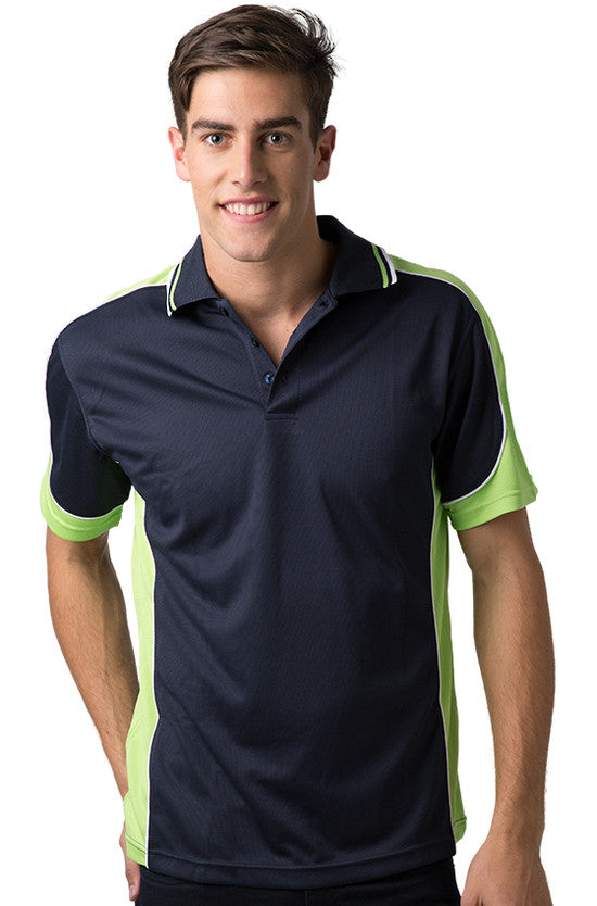 Mens Navy Cooldry Panel Polo