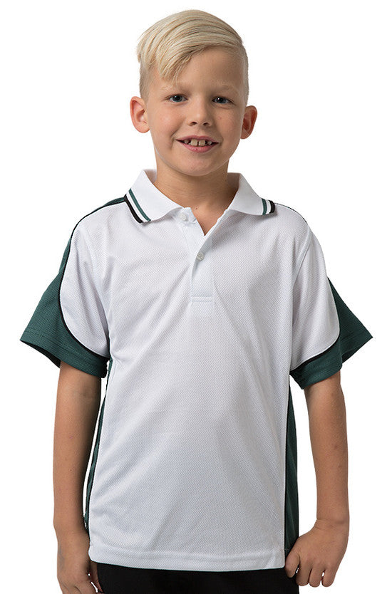 Kids White Cooldry Panel Polo