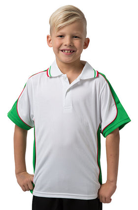 Kids White Cooldry Panel Polo