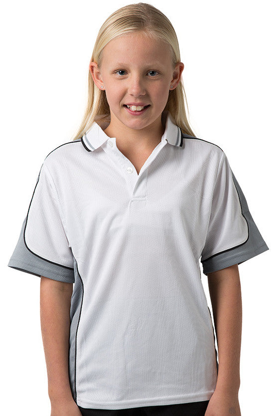 Kids White Cooldry Panel Polo
