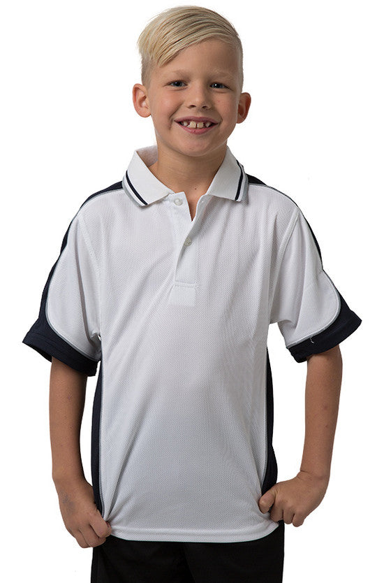 Kids White Cooldry Panel Polo