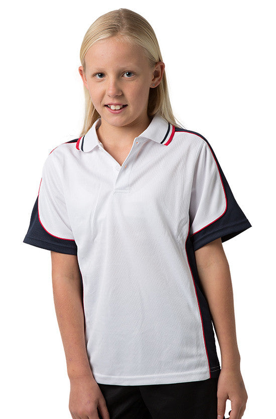 Kids White Cooldry Panel Polo