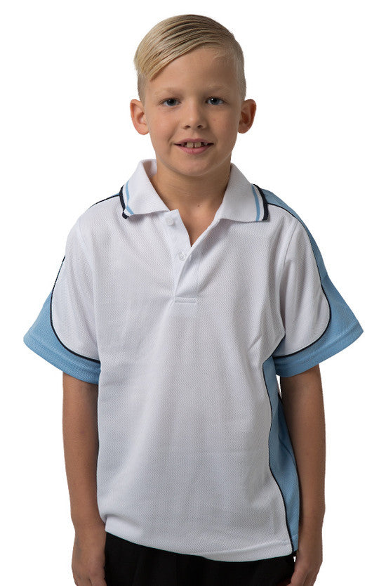 Kids White Cooldry Panel Polo