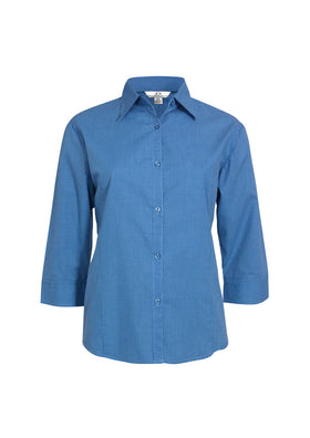 Ladies 3/4 Sleeve Micro Check Shirt