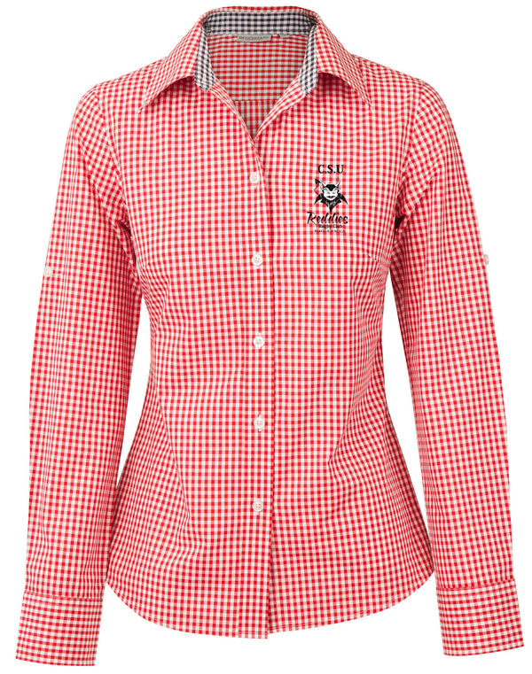 CSU Reddies Ladies’ Gingham Check Long Sleeve Shirt