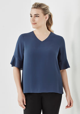 Womens Aria Fluted Sleeve Blouse