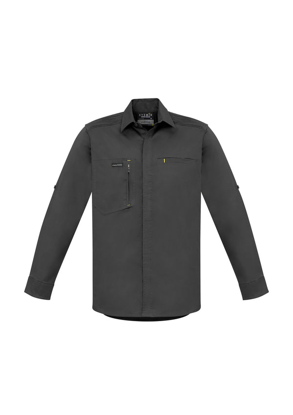 NEW Streetworx Mens L/S Stretch Shirt - Charcoal