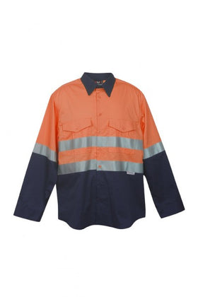 Mens 3M Reflective Panel Combed Cotton Long Sleeve Shirt