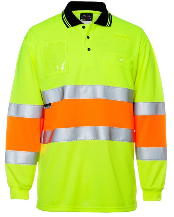 Hi Vis Bio Motion (D+N) Long Sleeve Polo With Tape
