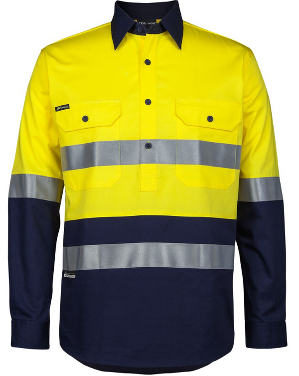 Hi Vis (D+N) Close Front Long Sleeve 150g Work Shirt