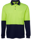 Hi Vis Cotton Back Long Sleeve Polo