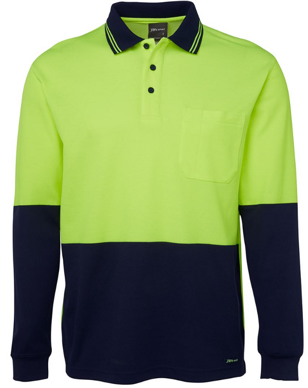 Hi Vis Cotton Back Long Sleeve Polo