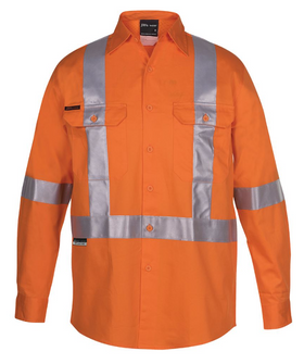 Hi Vis (D+N) Long Sleeve 150g Cross Back Tape Shirt