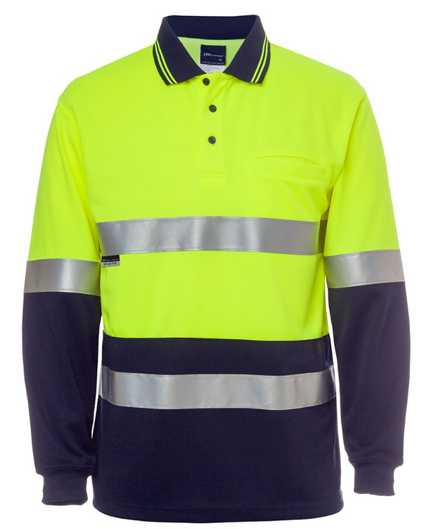 Hi Vis Long Sleeve (D+N) Cotton Back Polo