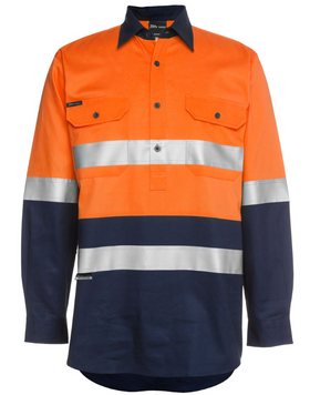 Hi Vis Long Sleeve (D+N) 190g Close Front Shirt