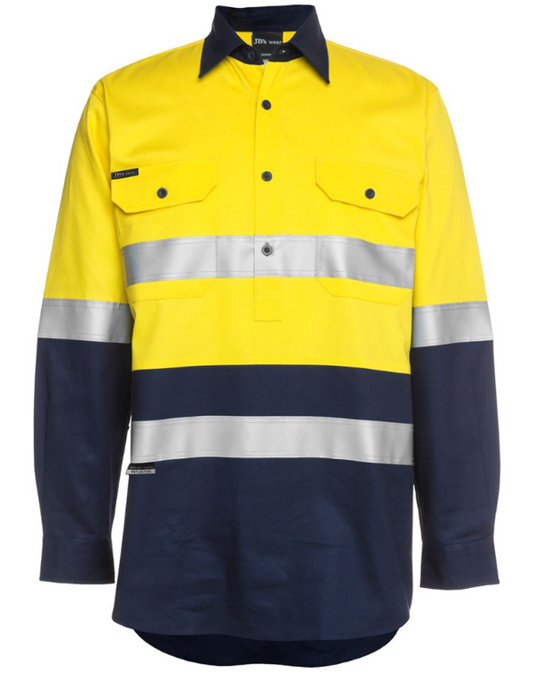 Hi Vis Long Sleeve (D+N) 190g Close Front Shirt
