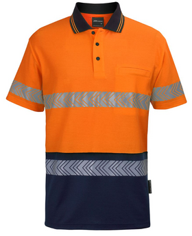 Hi Vis (D+N) Cotton Back Short Sleeve Segmented Tape Polo