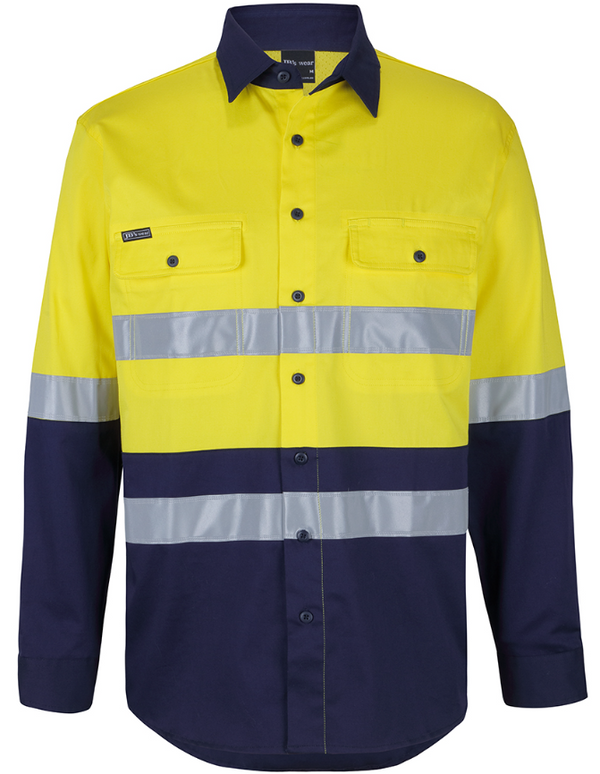 Hi Vis (D+N) Long Sleeve Stretch Work Shirt With Tape