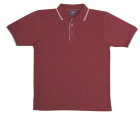 Mens Double Stripe Trim Collar Polo