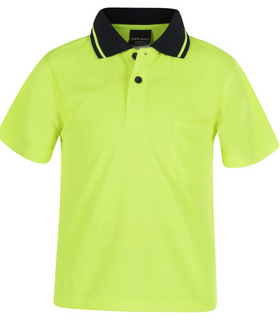 Kids Hi Vis Non Cuff Traditional Polo