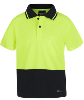 Kids Hi Vis Non Cuff Traditional Polo