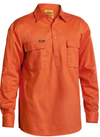 Closed Front Cotton Drill Shirt Long Sleeve