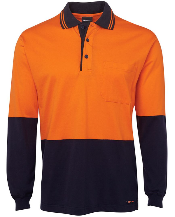 Hi Vis Long Sleeve Cotton Polo