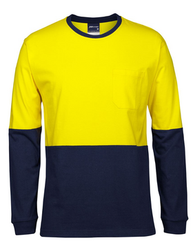 Hi Vis Long Sleeve Crew Neck Cotton T-Shirt