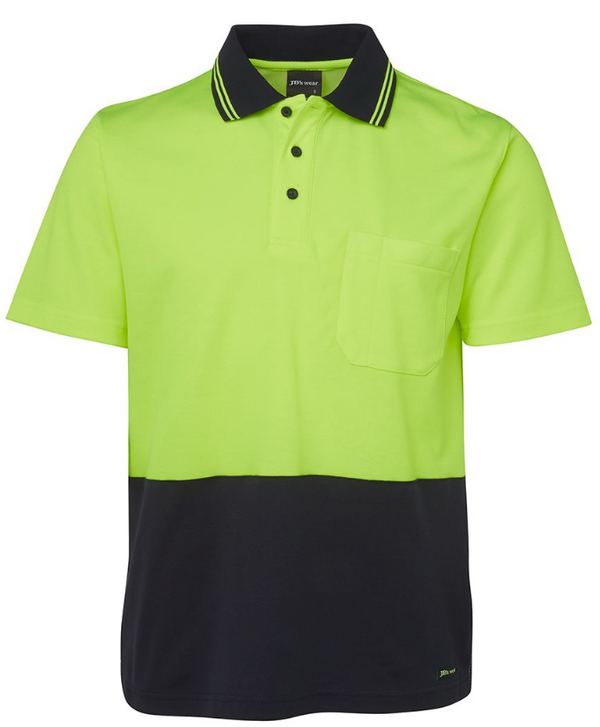 Hi Vis Non Cuff Short Sleeve Cotton Back Polo