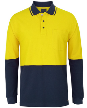 Hi Vis Long Sleeve Cotton Pique Trad Polo