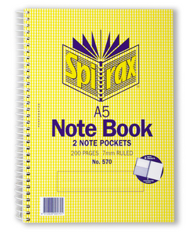 Spirax 570 Notebook Pocket A5 Ruled Side Opening