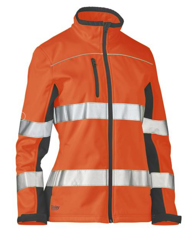 Womens Taped Two Tone Hi Vis Soft Shell Jacket