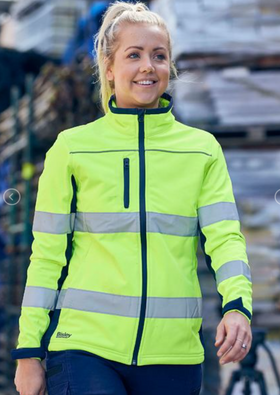 Womens Taped Two Tone Hi Vis Soft Shell Jacket