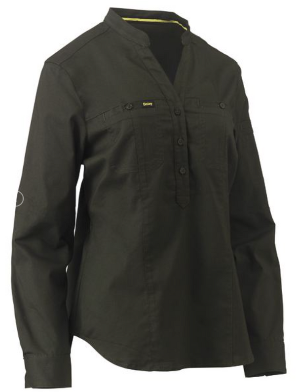 Womens Stretch V - Neck Closed Front Shirt
